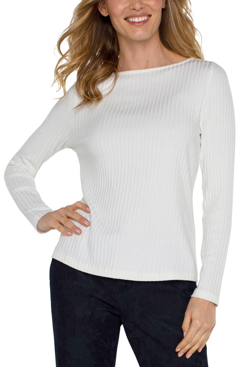 Liverpool Los Angeles Rib Boat Neck Top, Alternate, color, Snow