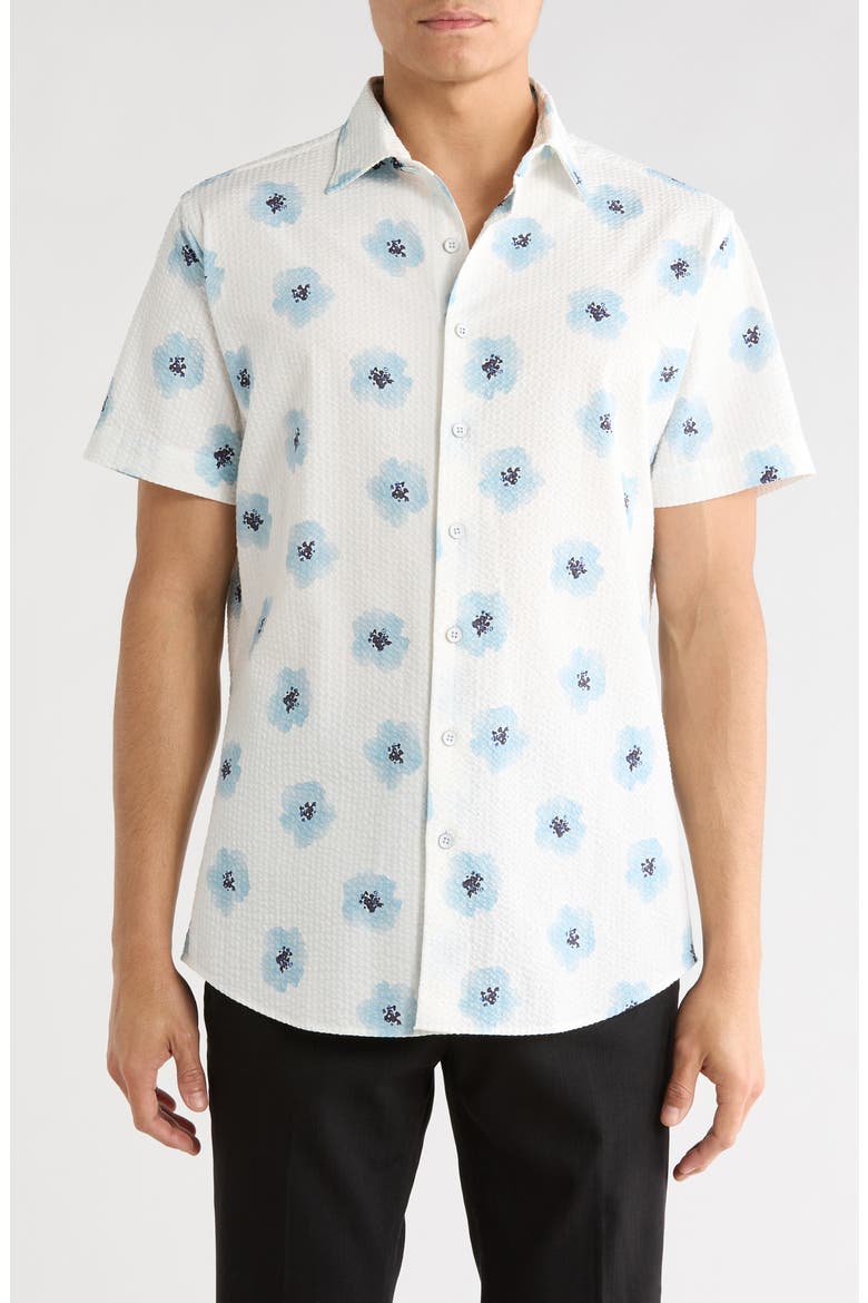 Chaldford Short Sleeve Cotton Button-Up Shirt, Main, color, OCEAN