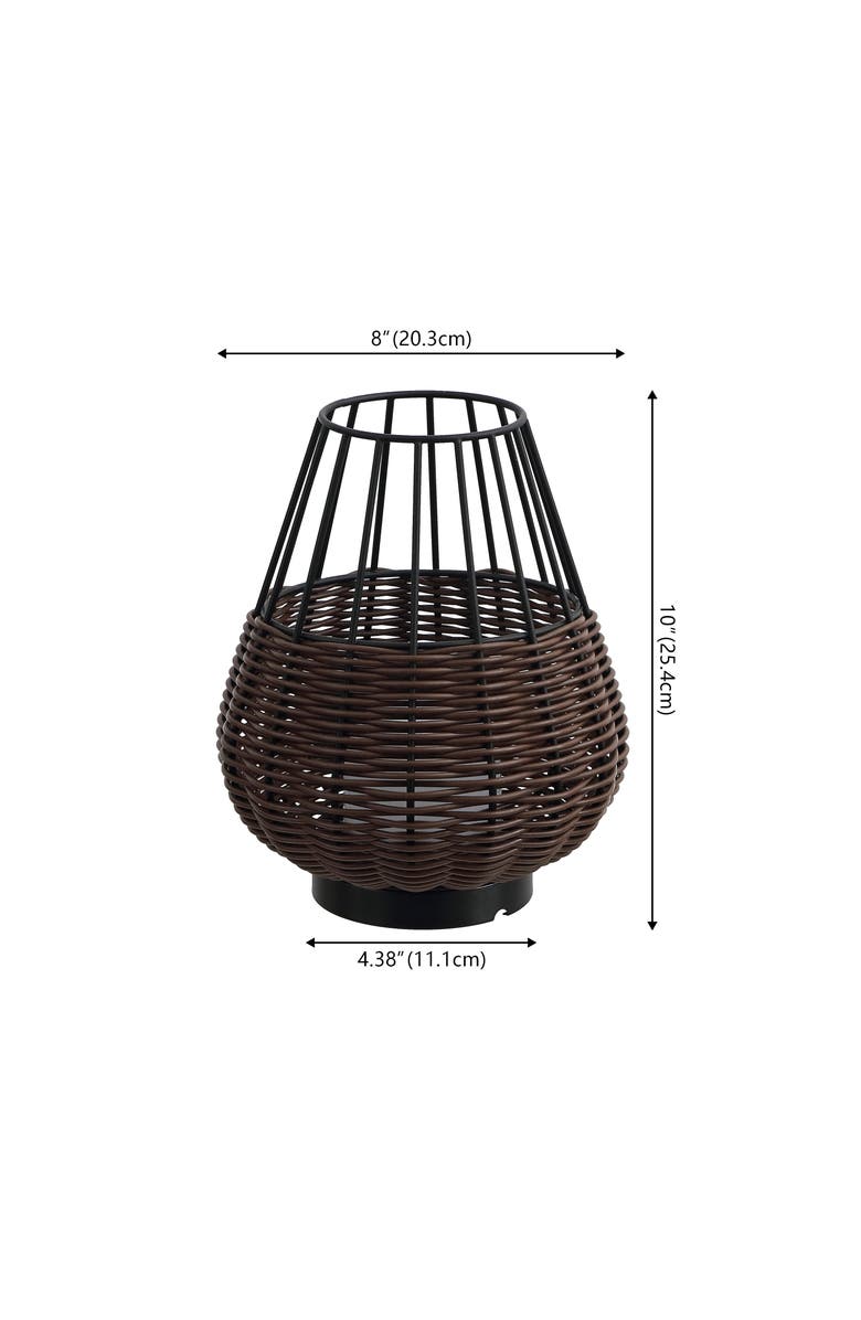 JONATHAN Y 10" Indoor/Outdoor Rechargeable/Cordless Dimmable LED Table Lamp, Alternate, color, Dark Brown Black