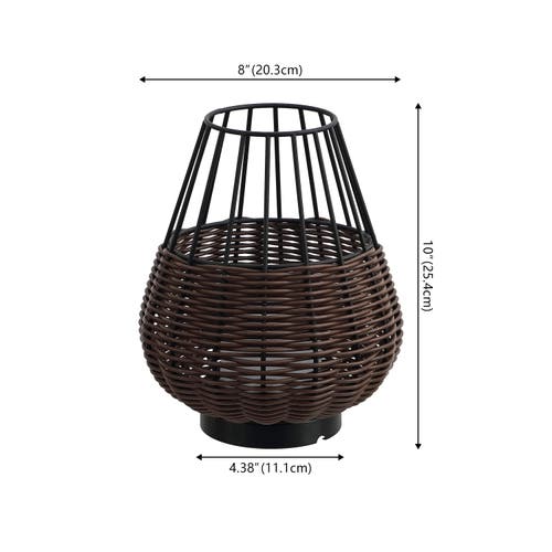Jonathan Y 10" Indoor/outdoor Rechargeable/cordless Dimmable Led Table Lamp In Brown