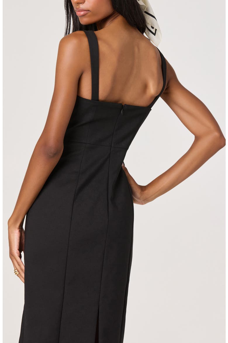 Raziela Scalloped Trim Pencil Dress, Alternate, color, BLACK
