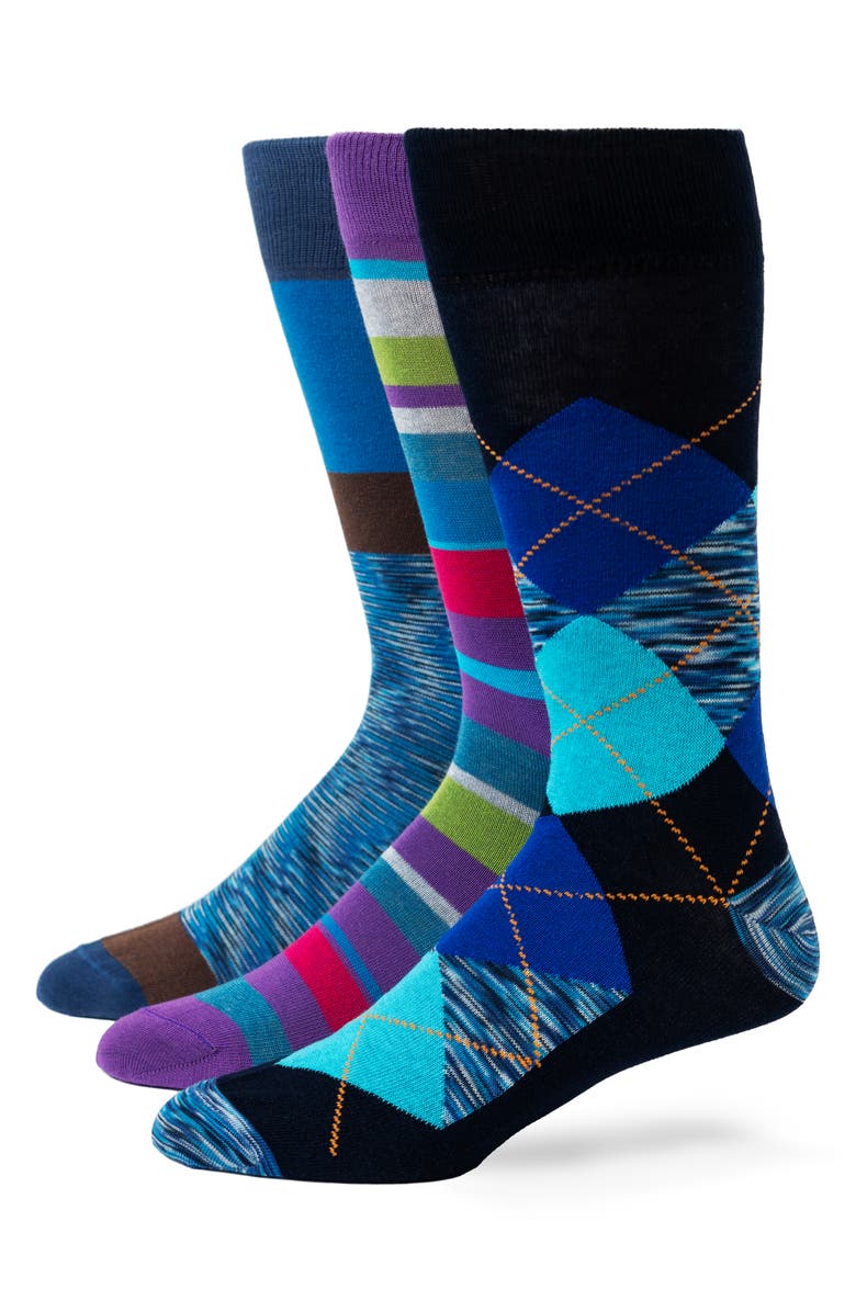 Lorenzo Uomo Assorted 3-Pack Cotton Blend Dress Socks, Main, color,