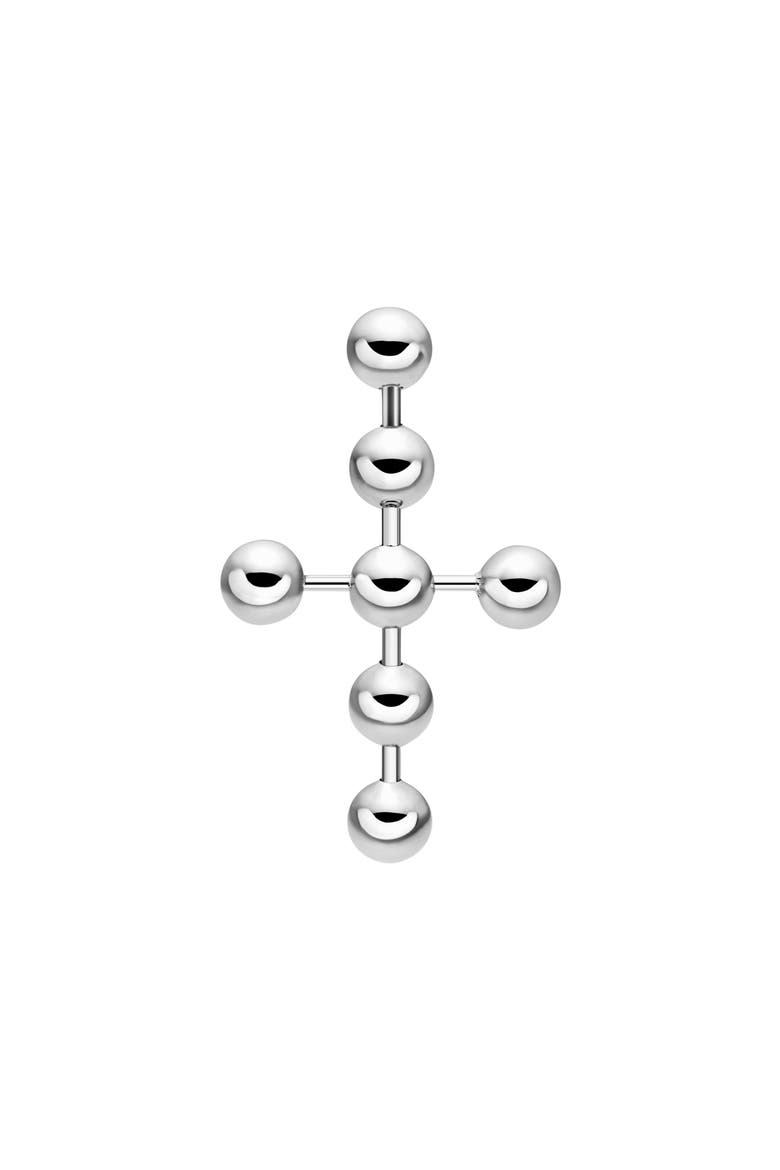 Ball Chain Single Cross Drop Earring, Main, color, SILVER