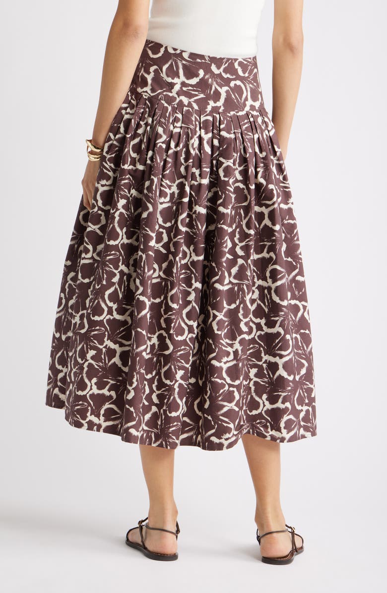 Nordstrom Pleated Cotton Poplin Skirt, Alternate, color, Brown Floating Ginko