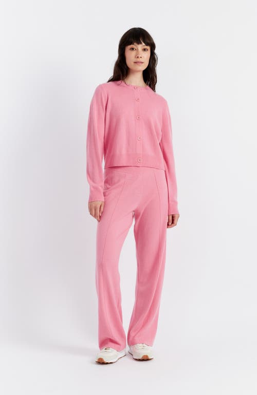 Chinti & Parker Wool Cashmere Blend Crew Neck Cropped Cardigan In Punch Pink