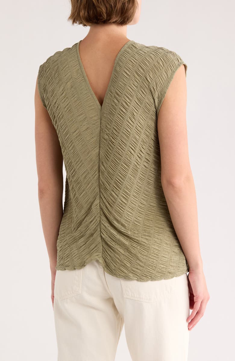 Bobeau Pleated Cap Sleeve Top, Alternate, color, Pale Olive