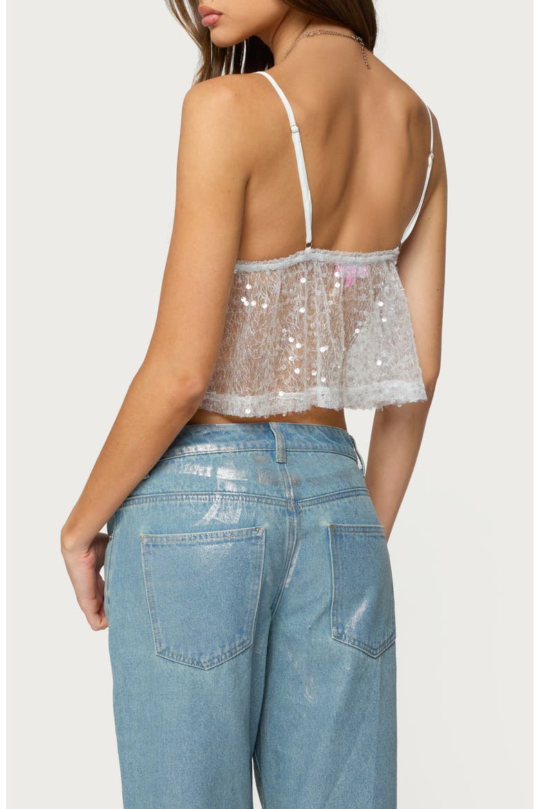 Sheer Sequin Mesh Babydoll Camisole, Alternate, color, SILVER