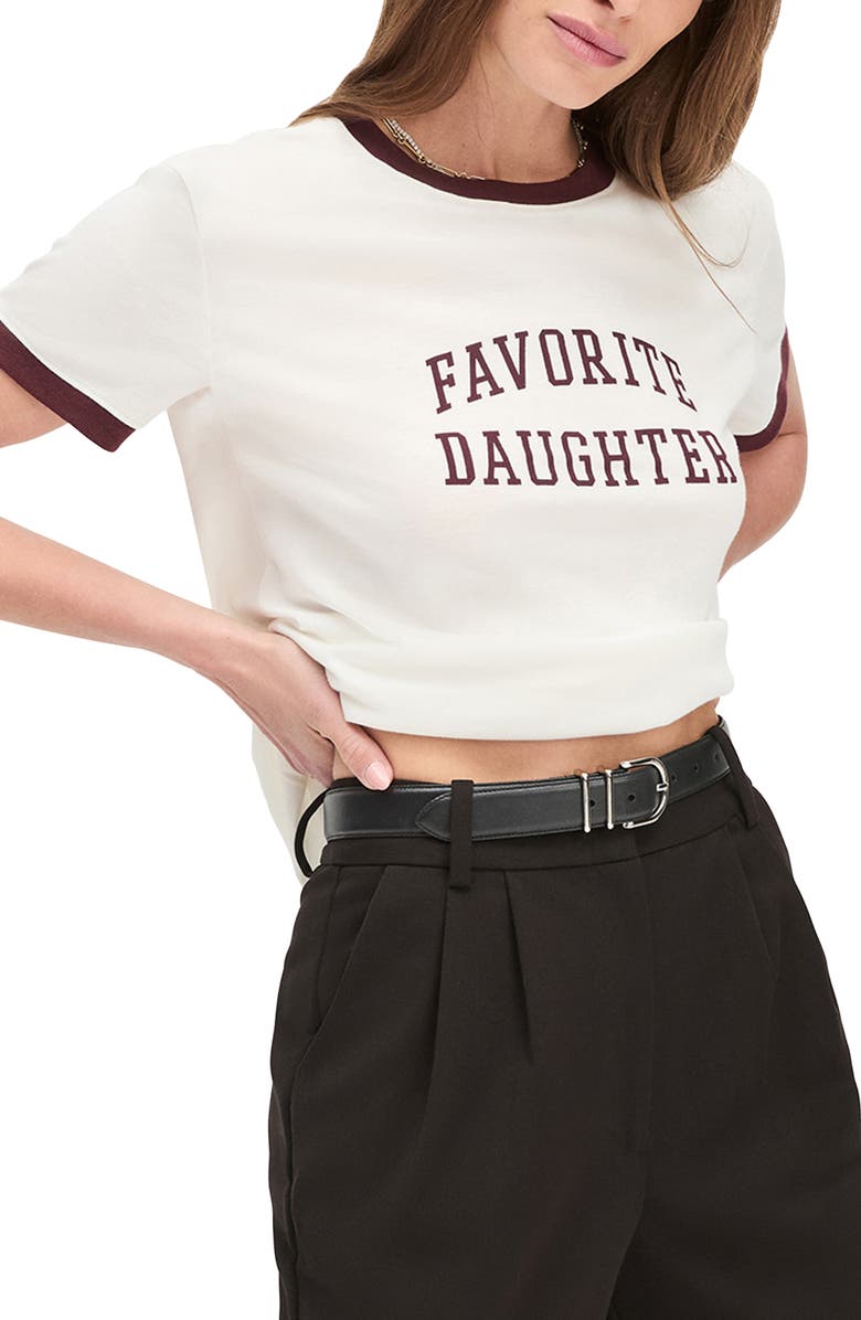 Favorite Daughter Logo Ringer T-Shirt, Main, color, White/ Burgundy