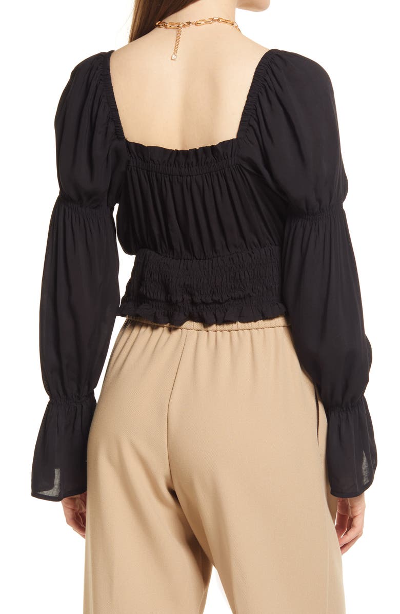 Open Edit Flare Sleeve Smocked Blouse, Alternate, color,