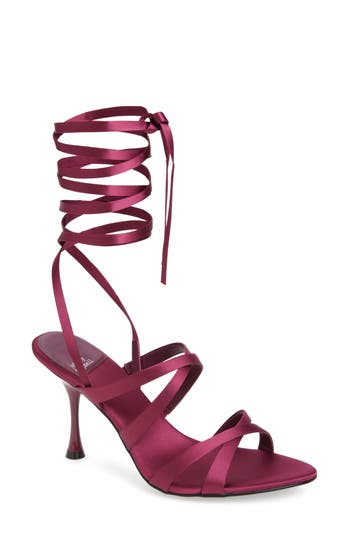 Jeffrey Campbell Obsessed Ankle Wrap Sandal In Burgundy
