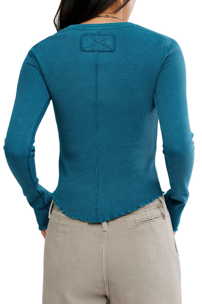 Easy Does It Long Sleeve Waffle Knit Cotton T-Shirt, Alternate, color, STILL SEA