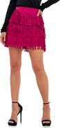 Endless Rose Fringe Faux Suede Miniskirt