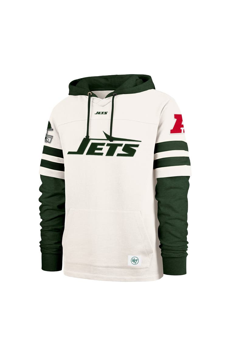 Men's '47  Cream New York Jets Split Zone Cornerback Duo Lacer Hoodie, Alternate, color, Cream