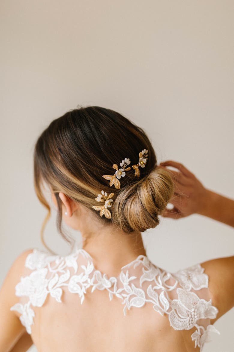Cassia Bridal Pins, Alternate, color, Gold