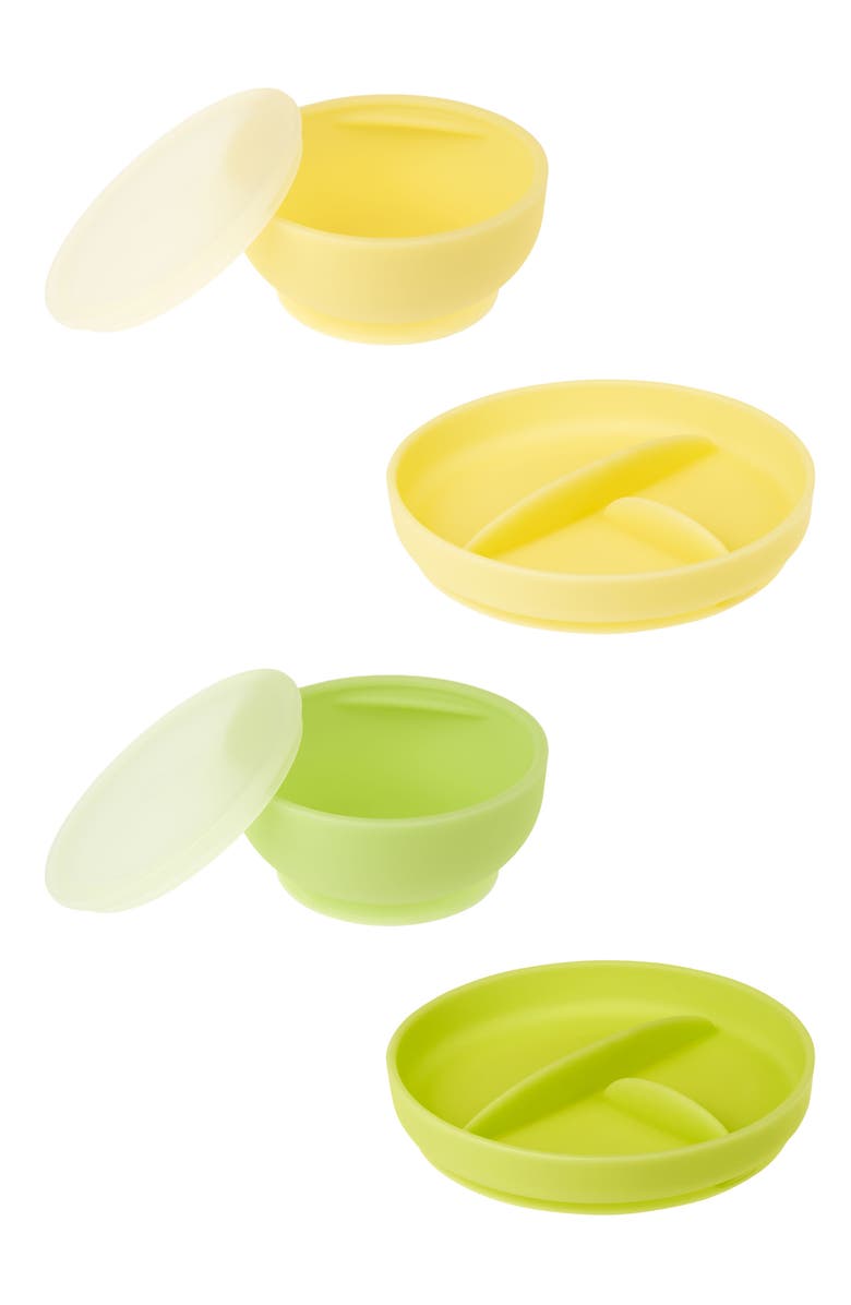 Olababy Stay-Put Bowls & Plates Set, Main, color, Kiwi/ Lemon