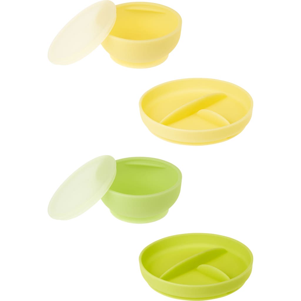 Olababy Stay-Put Bowls & Plates Set in Kiwi/Lemon