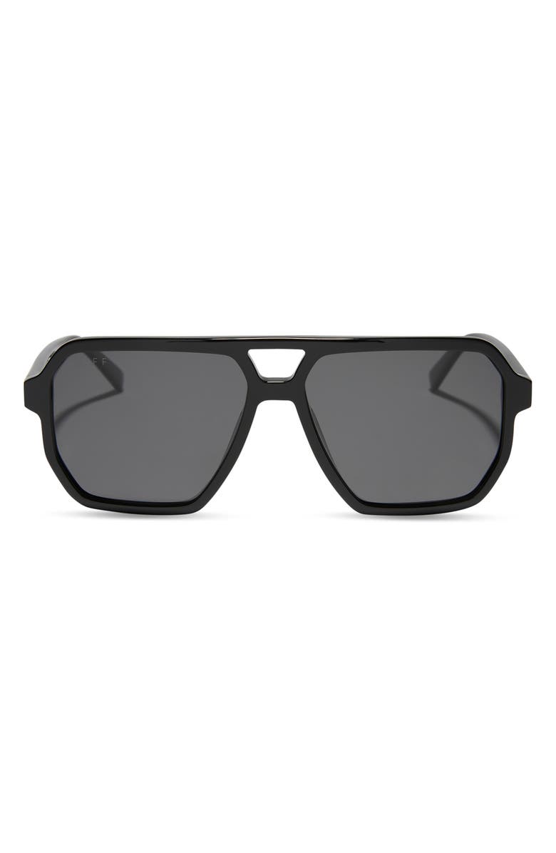 DIFF Cameron 57mm Polarized Navigator Sunglasses, Main, color, Black / Grey