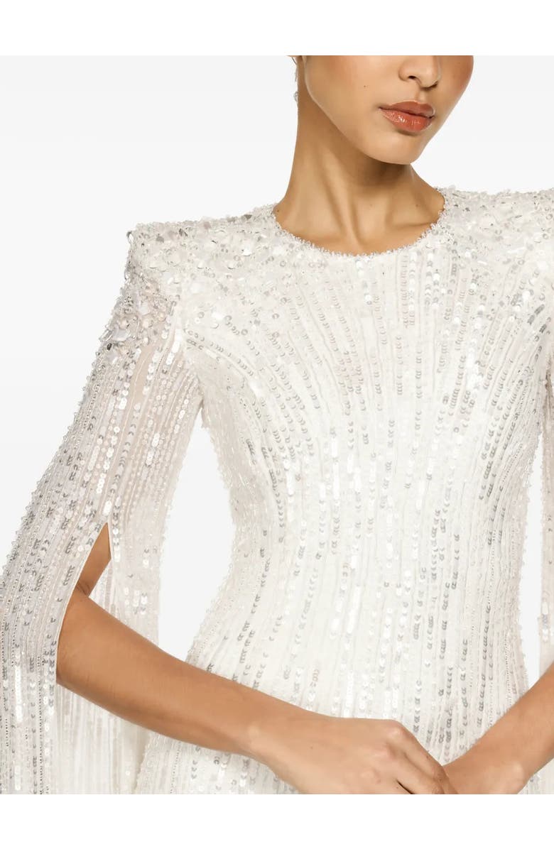 Jenny Packham Sweet Magic Embellished Sleeve Dress, Alternate, color, Ivory
