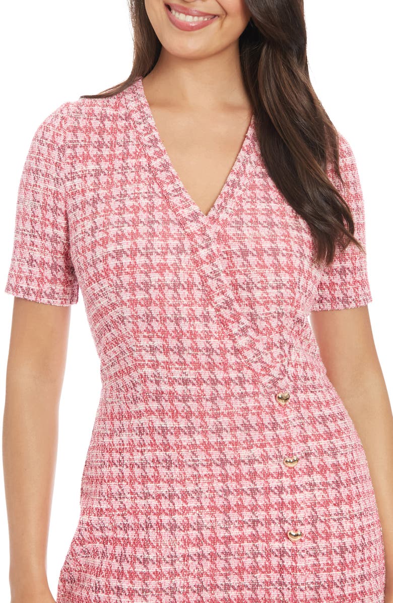 London Times Short Sleeve Bouclé Faux Wrap Dress, Alternate, color, 