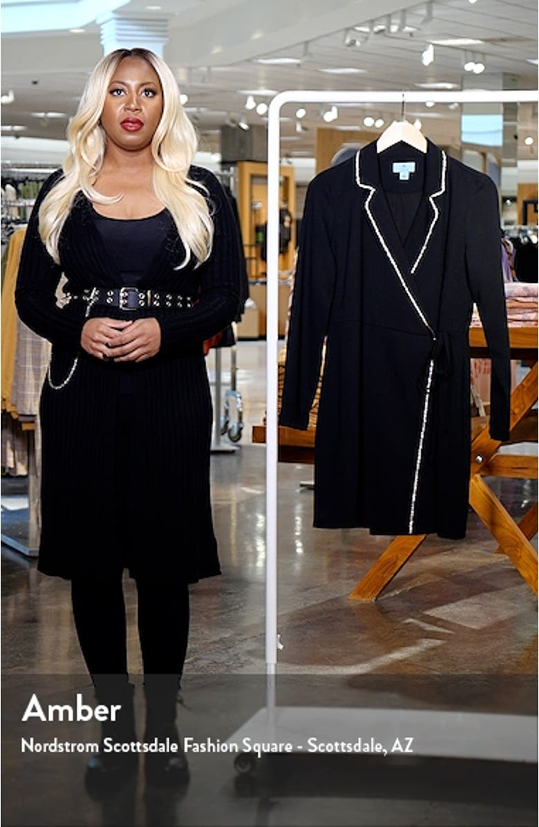 Rhinestone Trim Long Sleeve Coat Dress, sales video thumbnail