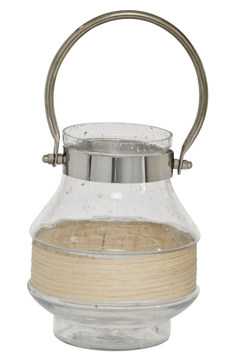 Novogratz Clear Glass Candle Lantern with Curved Handle, Alternate, color,