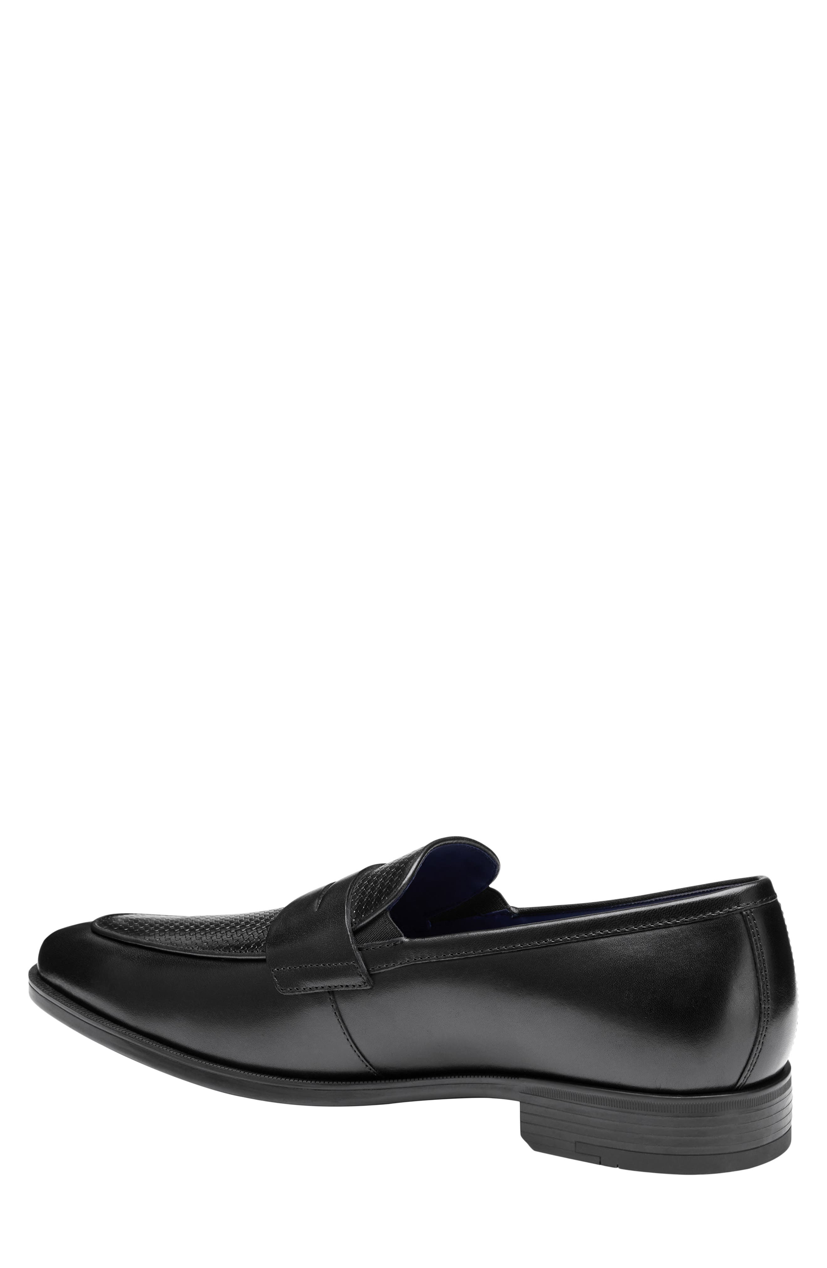 Johnston & Murphy Gibbons Embossed Penny Loafer, Alternate, color, Black Full Grain