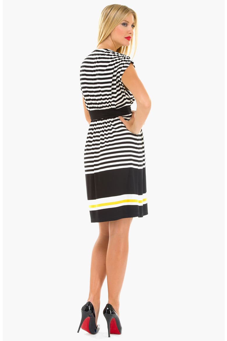 Maternity Kimono Stripe Dress, Alternate, color, BLACK