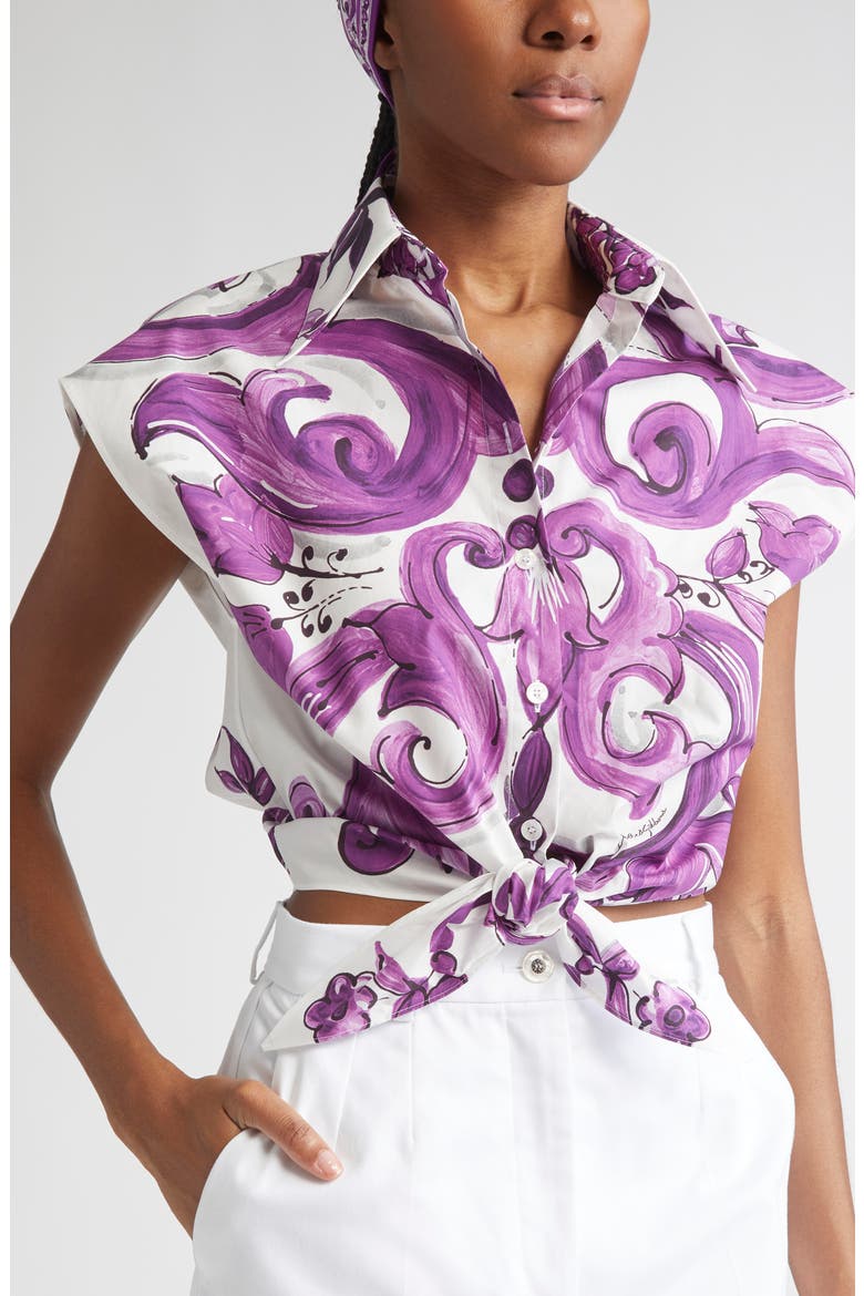 Majolica Print Cotton Poplin Shirt, Alternate, color, IP3TN MIX MAIOLICA VIOLA
