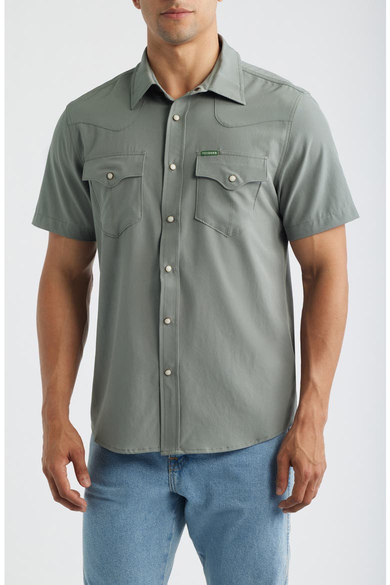 Performance Western Short Sleeve Button-Up Shirt, Main, color, CACTUS