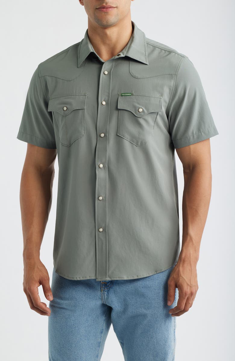 Tecovas Performance Western Short Sleeve Button-Up Shirt, Main, color, Cactus