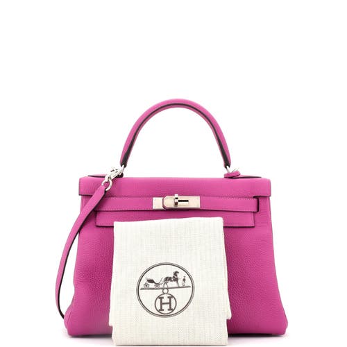 Pre-owned Hermes Hermes Kelly Handbag Pink Togo With Palladium Hardware 28 In Purple