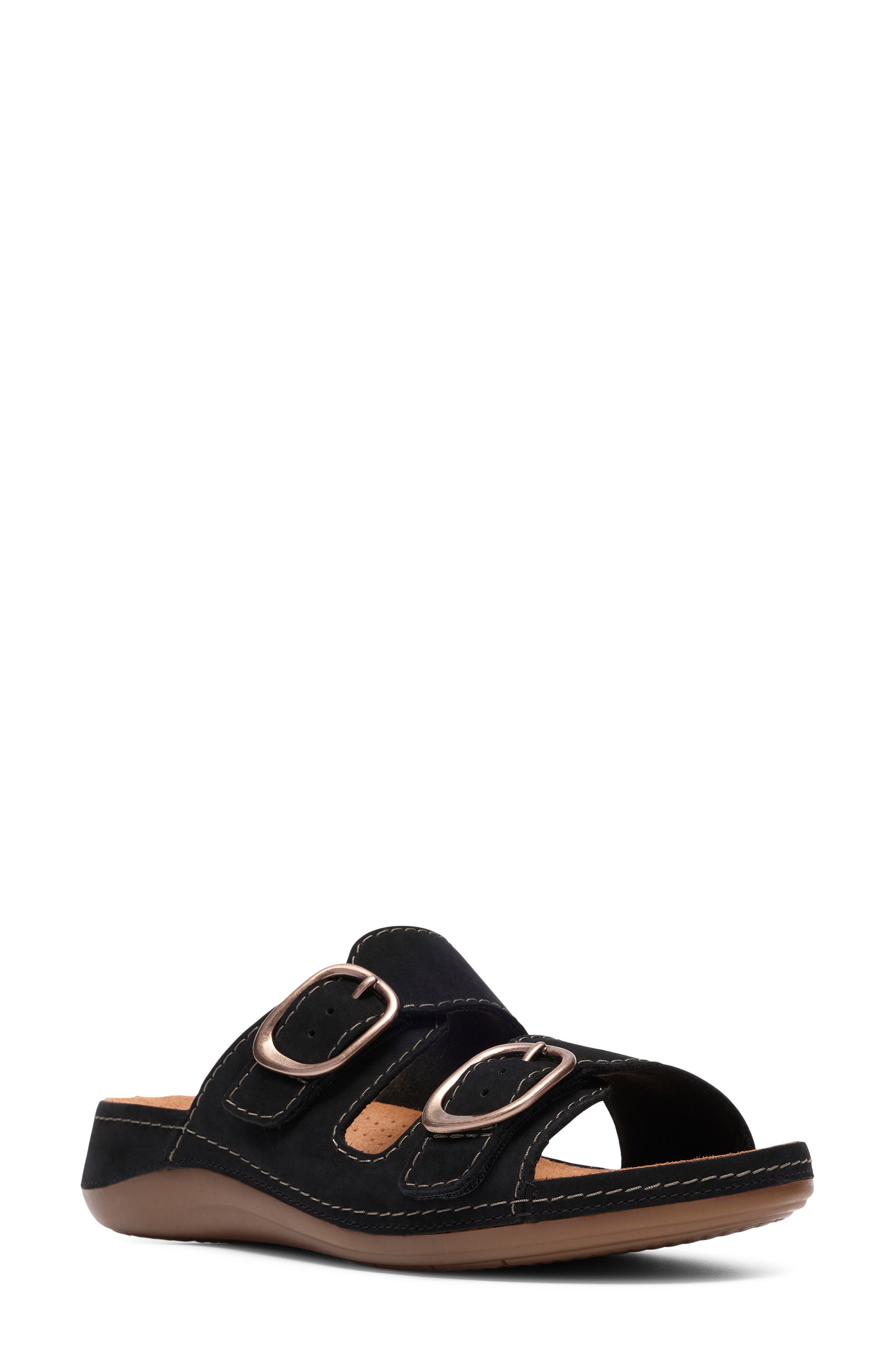 Clarks<sup>®</sup> Cecily Step Sandal, Main, color, Black Nubuck