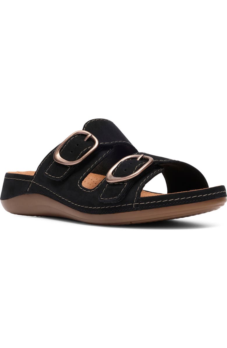 Clarks<sup>®</sup> Cecily Step Sandal, Main, color, Black Nubuck
