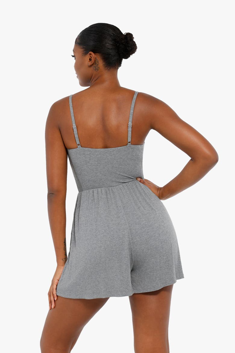 Shapewear Modal Tummy Control Wide-Leg Romper, Alternate, color, Cadet Grey