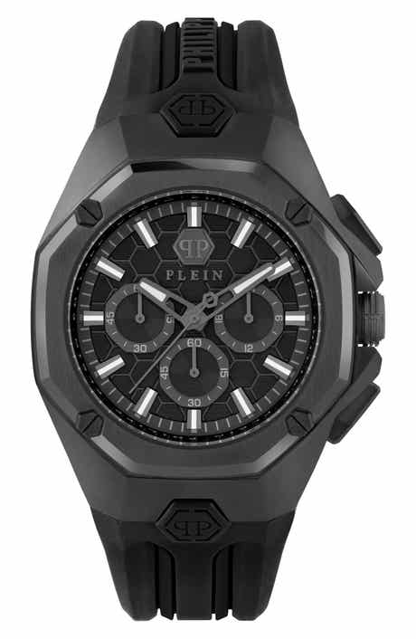 Octagon Silicone Strap Chronograph Watch, 44mm