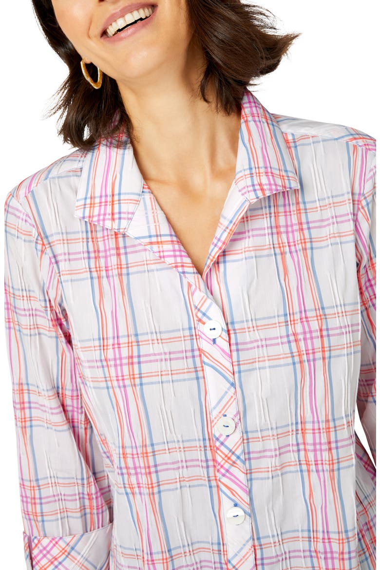 Rhett Crinkle Plaid Tunic Blouse, Alternate, color, PINK/ WHITE