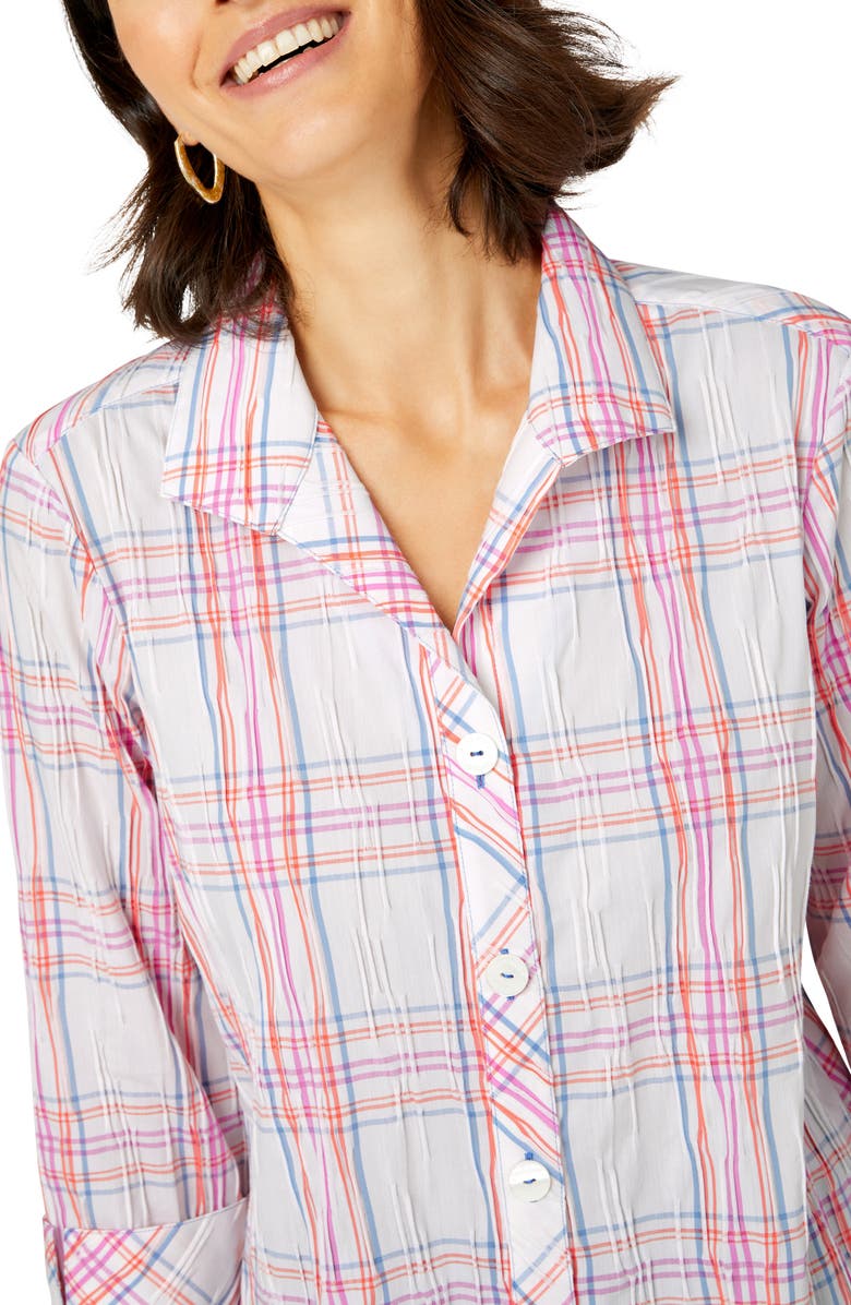 Foxcroft Rhett Crinkle Plaid Tunic Blouse, Alternate, color, 