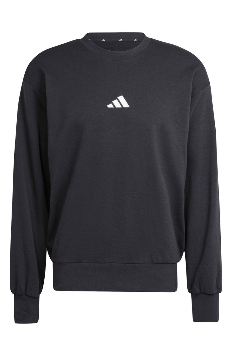 adidas Essentials French Terry Crewneck Sweatshirt, Alternate, color, Black/Whit