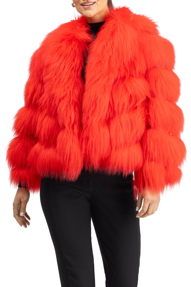 Genuine Shearling Jacket, Alternate, color, RED