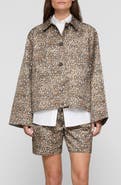 Lafayette 148 New York Leopard Print Cotton & Viscose Twill A-Line Topper Jacket