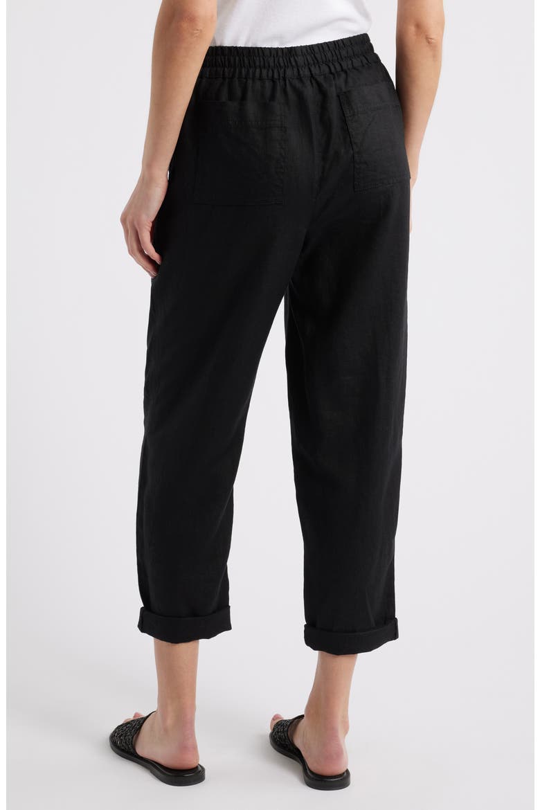Two Palms Tapered Linen Drawstring Pants, Alternate, color, BLACK