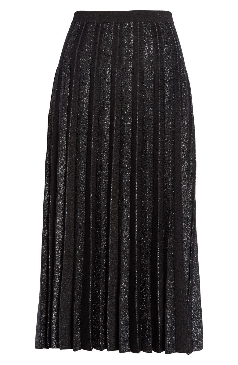 Lewit Metallic Stripe Pleated Sweater Skirt, Alternate, color, 