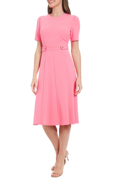 Shop London Times Short Sleeve Fit & Flare Midi Dress In Pink
