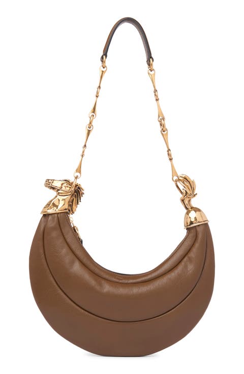 Chain Horse Leather Hobo Bag