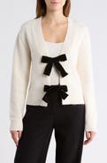 French Connection Velvet Tie Bobble Knit Crop Cardigan
