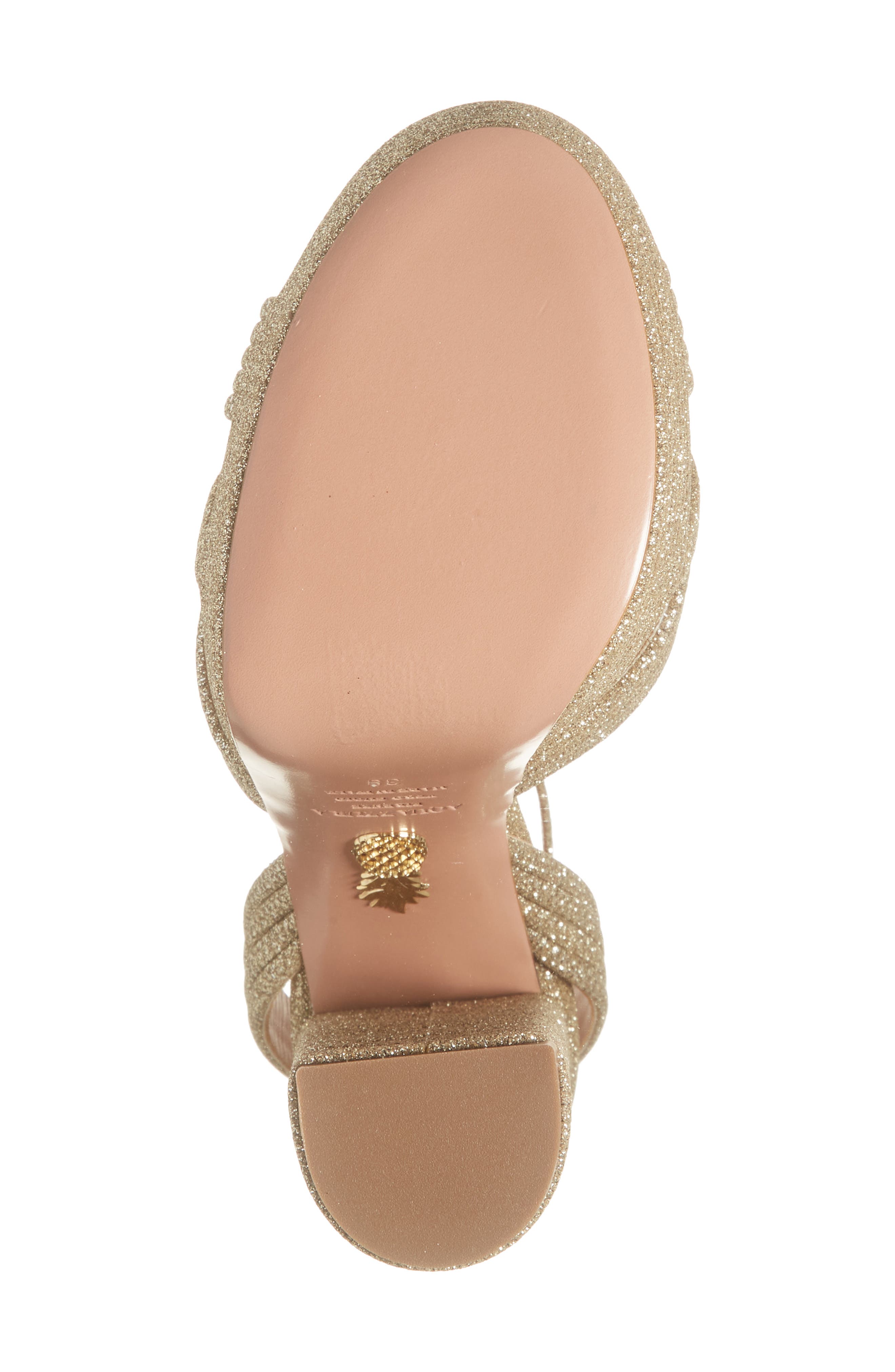 Aquazzura Ankle Strap Platform Sandal, Alternate, color, Platino