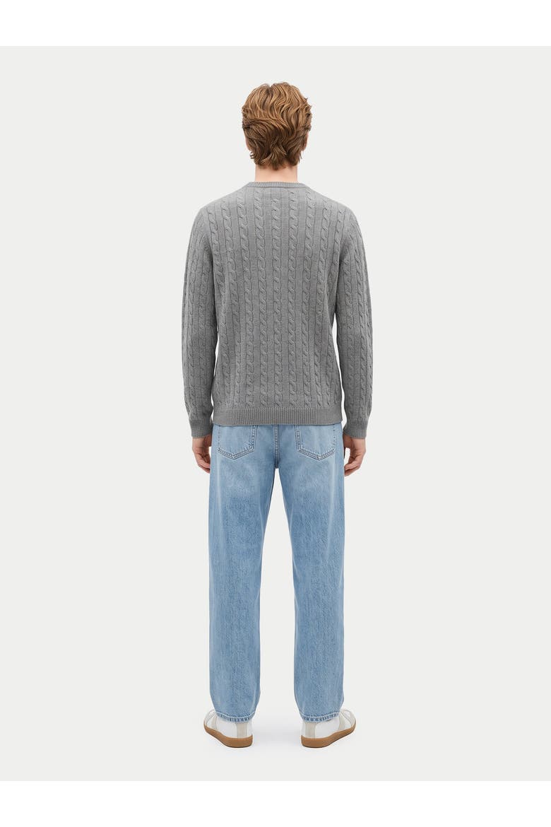 Cashmere Cable-knit Crewneck Sweater, Alternate, color, dim gray