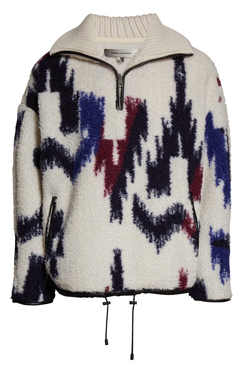Isabel Marant Men's Marlon Geo Print Quarter Zip Fleece Pullover, Alternate, color, 