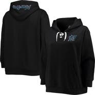 PROFILE Women's Black Miami Marlins Plus Size Lace-Up V-Neck Pullover Hoodie