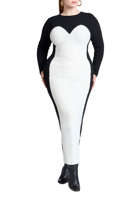 Maxi Sweater Dress With Colorblocked (Plus Available)